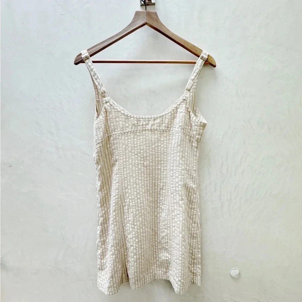 Urban Outfitters || Why Not Seersucker Mini Dress Ivory Medium - Picture 4 of 8